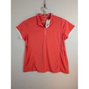 EP New York Golf Shirt Women XXL Orange Convertible Zip Mock Polo NEW